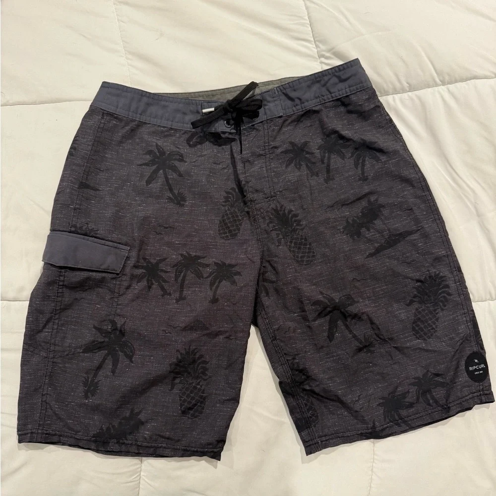 Rip Curl Charcoal Palm Print Shorts - Picture 1 of 3